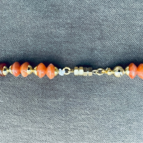 Vintage 70s necklace of rust-colored beads.  32”. - Picture 7 of 7